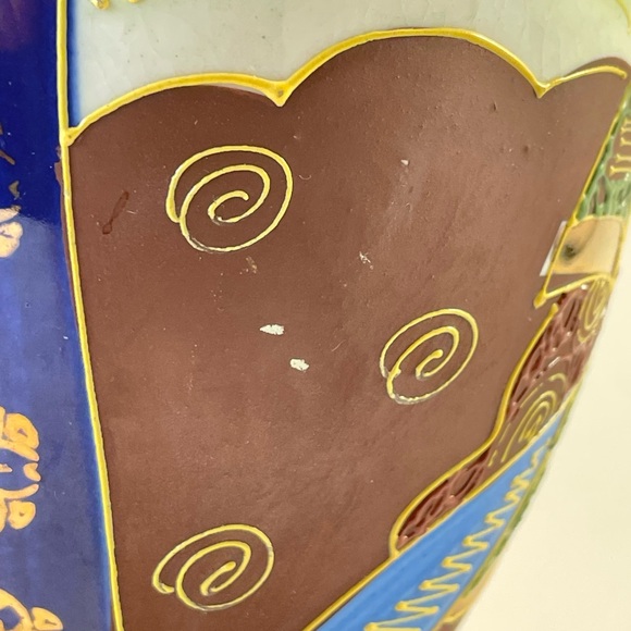Vintage Japanese Handpainted Moriage Urn Geisha Shogun Asian Decor - Picture 9 of 15